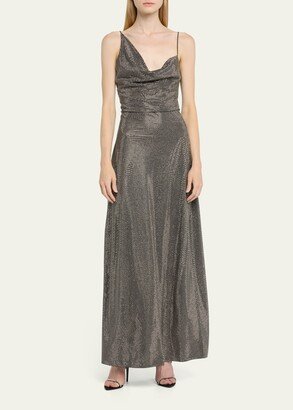 Crystal Cowl Neck Gown