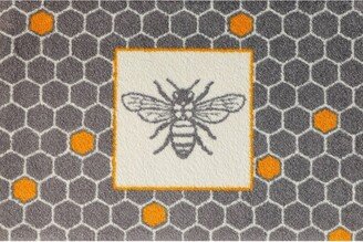 2'x3' ColorStar Bee Hex Door Mat Gray