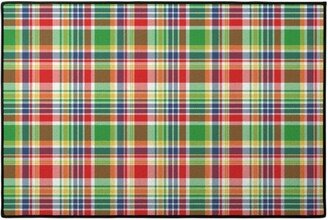 Door Mats: Plaid - Multi Bright Door Mat, Multicolor