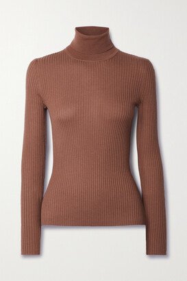 Peppe Ribbed Cashmere And Silk-blend Turtleneck Sweater - Brown