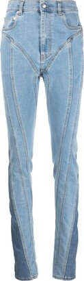 Spiral panelled skinny jeans-AA