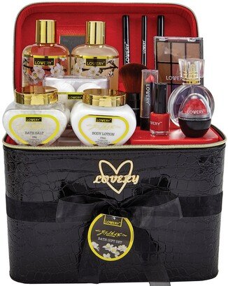 Lovery Premium Bath & Body Gift Basket - Jasmine Scent - Home Spa & Makeup Set - 30pc