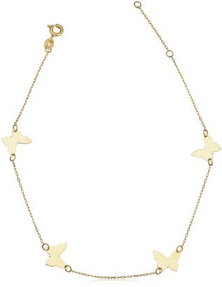 Fremada 14k Yellow Gold Butterfly Station Anklet (adjusts to 9 or 10 inch)