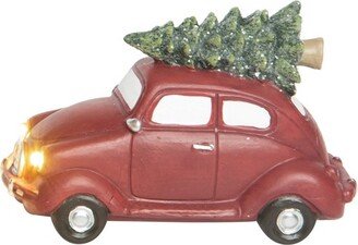 Resin 4.5 in. Red Christmas Light Up Car Figurine