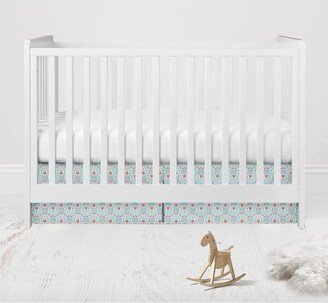 Sophia Paisley Aqua/Coral Floret Crib/Toddler Bed Skirt