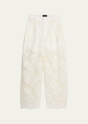 Men's Corded Lace Wide-Leg Pants-AA