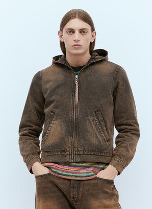 Acid Wash Hooded Denim Jacket - Man Jackets Brown M