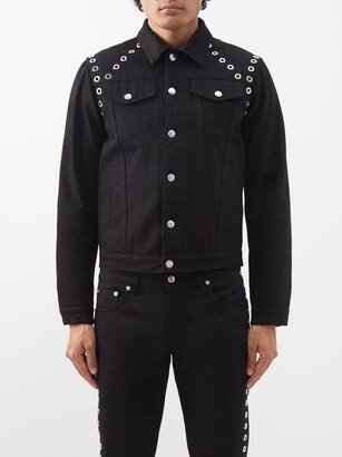 Eyelet-embellished Selvedge-denim Jacket