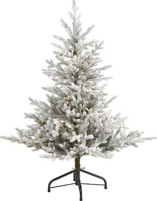 4’ Flocked Fraser Fir Prelit Artificial Christmas Tree