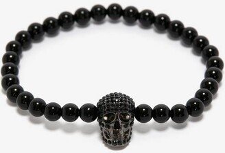 Men's Pavé Skull Beaded Bracelet In Black