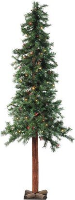 Allstate Floral 7' Pre-Lit Slim Traditional Woodland Alpine Artificial Christmas Tree - Multicolor Lights