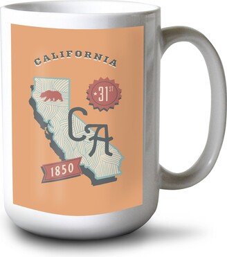 Ceramic Mug, California, Statehood, State Series, Dishwasher Microwave Safe, 15Oz, Unique Art