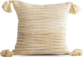 Watercolor Abstract Woven Pillow Cover in Yellow With Tassels || Soft Threading