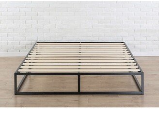 Queen size Modern 10-inch Low Profile Metal Platform Bed Frame with Wood Slats