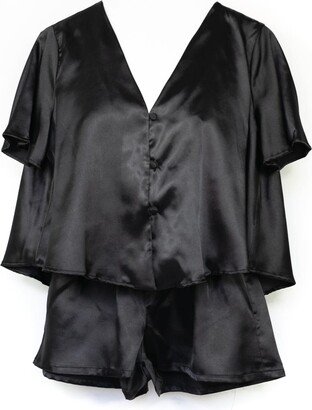 Glamoon Black Satin Shorts Set Pyjama