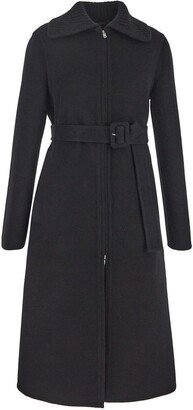 Buckle Belted Zipped Coat