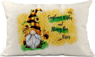 Bee Gnome, Sunflower Wishes Honey Kisses, Gnome Decor, Rectangle Pillow, Housewarming Gift, Sunflowers 7-Sum009