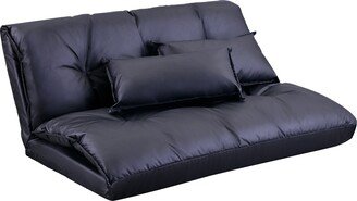 RASOO PU Tufted Upholstered Convertible Futon Sofa Bed for Compact Living Space, Apartment, Dorm, Adjustable Headrest