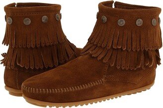 Double Fringe Side Zip Boot (Dusty Brown Suede) Women's Zip Boots