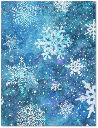 Journals: Whinsical Snowflakes Handpainted With Watercolors - Blue Journal, Blue