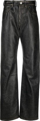 High-Waisted Leather Trousers-AI