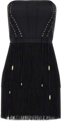 Fringed Lace-Up Dress