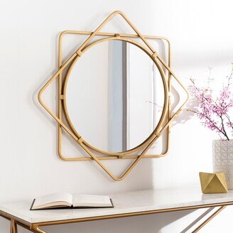 Heddie Golden Geometric Sunburst Mirror - 28H x 28W