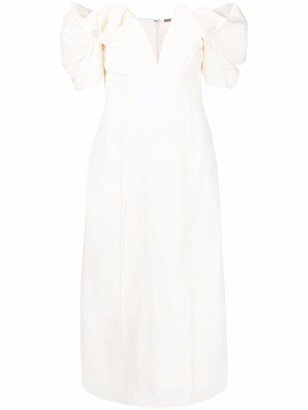 Muna puff-sleeves midi dress