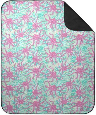 Picnic Blankets: Oceana - Pink And Teal Picnic Blanket, Multicolor