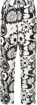 Graphic-Print Straight-Leg Trousers-AE