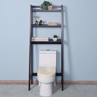 BESTCOSTY Wood Bathroom Over Toilet 3-Shelf