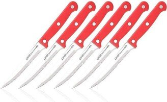 Kiso Dishwasher Safe 6pc Steak Knife Set Red