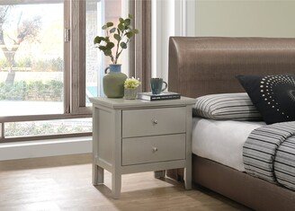 EDWINRAY Primo Transitional Wood 2-drawer Nightstand Table, 24 H x 16 W x 24 D, Champagne