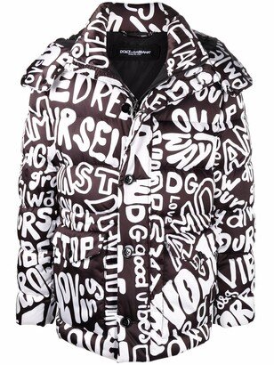 Letter-Print Puffer Coat