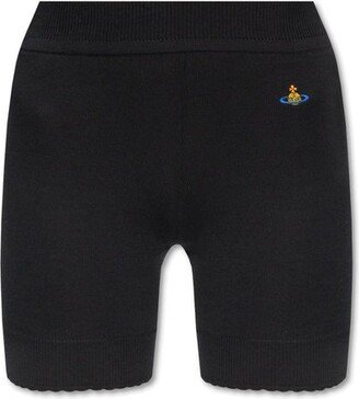 Logo Embroidered Ribbed-Knit Stretch Shorts