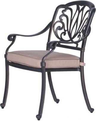 26 Inch Arbor Metal Outdoor Dining Armchair with Cushion, Sand Brown