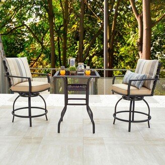 Patio Festival 3-Piece Outdoor High Seating Bistro Set with Swivel Chairs and Table