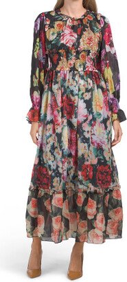 TJMAXX Tiered Bell Sleeve Floral Dress For Women