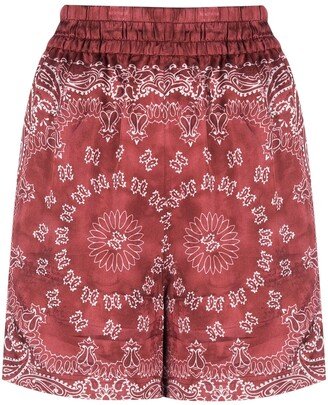 Bandana-Print Satin Shorts