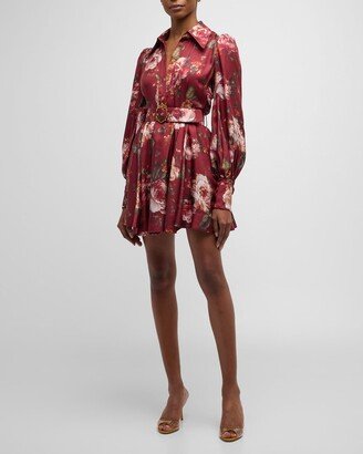 Luminosity Floral Silk Mini Shirtdress