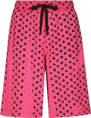 Heart-Print Drawstring Shorts