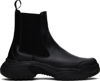 Black Faux-Leather Chelsea Boots