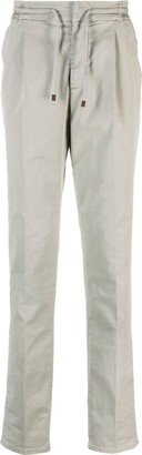 Drawstring-Waist Tapered Trousers-AM