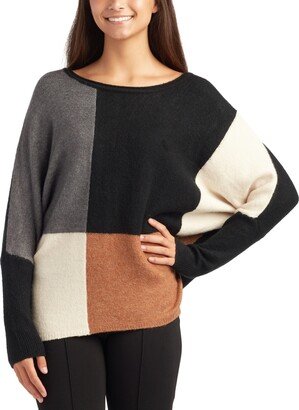 Juniors' Colorblocked Dolman-Sleeve Sweater