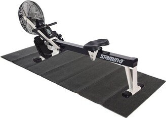 Stamina Cardio Foldable Air Rower Rowing Machine, Black/White + Equipment Mat