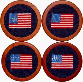 American Flag Needlepoint Coaster Set