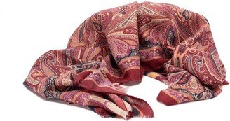 All-over Paisley Printed Fringed Scarf