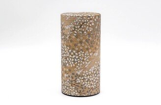 Japanese Chazutsu - 江東堂 Kotodo Gold White Floral Washi Wrapped Metal Tea Canister 200G