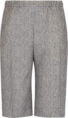 Elasticated-Waistband Herringbone Shorts