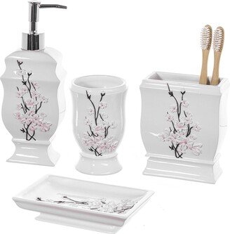 Vanda White Bathroom Accessories Set of 4